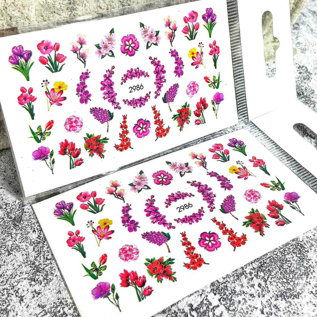 

Слайдер-дизайн, водные наклейки для ногтей №2986, Разные цвета