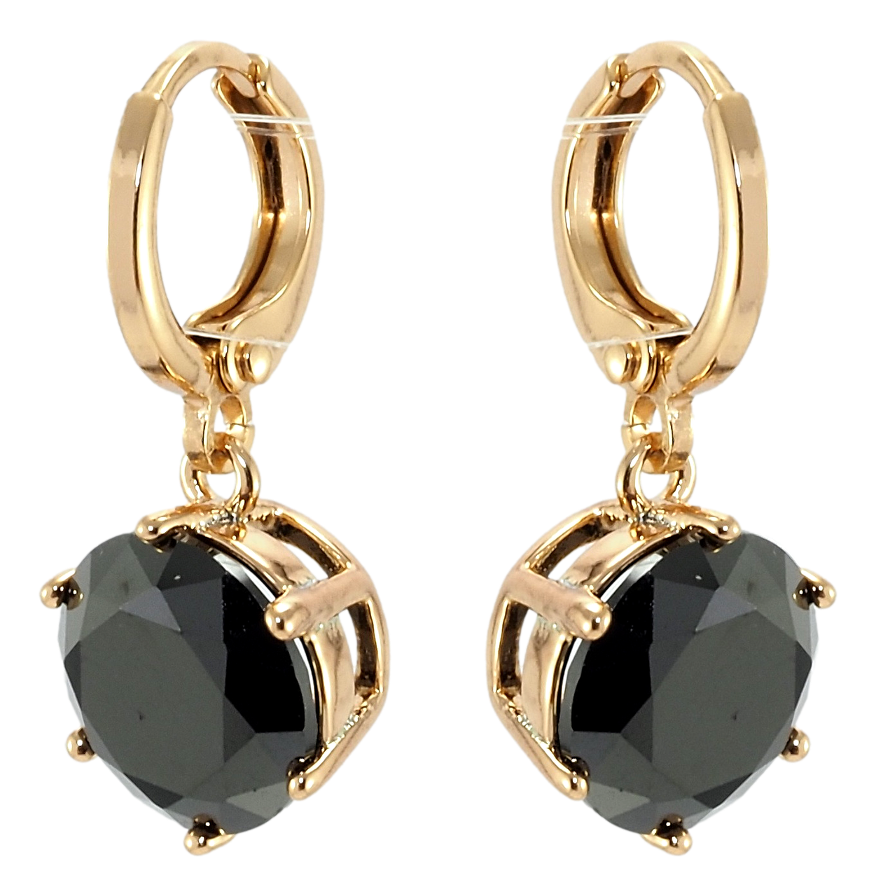 

Серьги Xuping Позолота 18K колечки "Черные кристаллы" ø 10мм