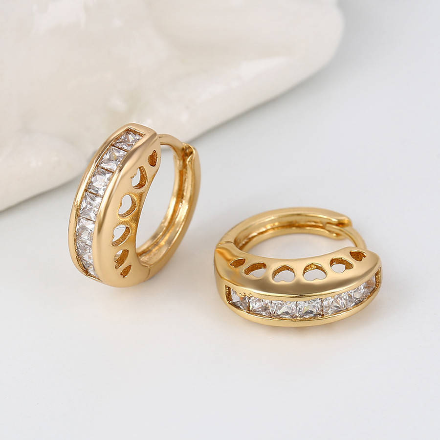 

Серьги позолота, Колечки с кубическим цирконием, Xuping, 18К