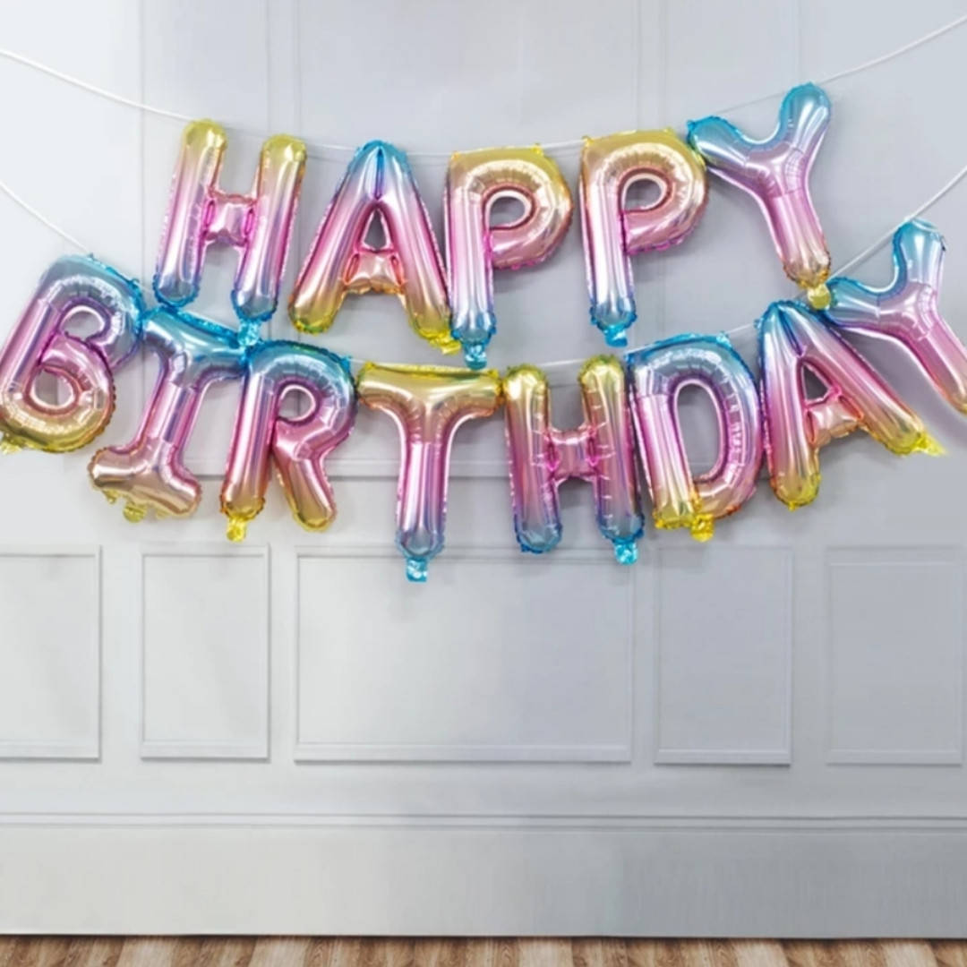 

Шар буквы Happy Birthday радужные омбре 40см