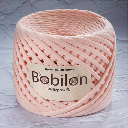 

Трикотажная пряжа Bobilon Mini (Бобилон) 5-7мм. Персик, Персиковый