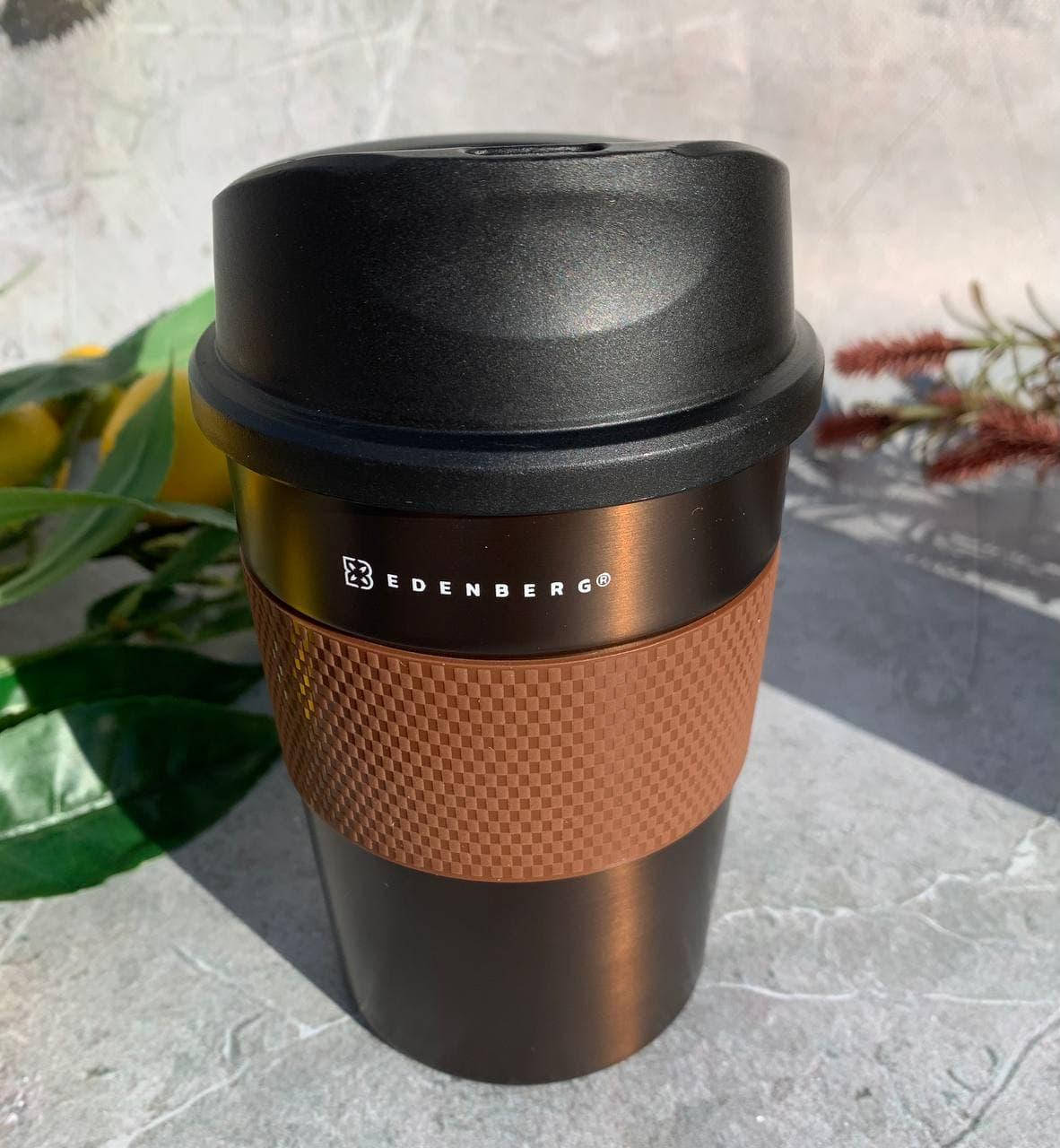 

Термокружка вакуумная из нержавейки 350мл для кофе и чая Edenberg EB-639 Термо чашка металлическая термос Коричневый