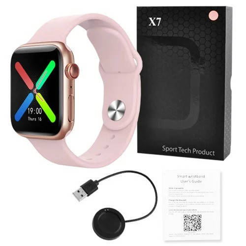

Умные смарт-часы Smart Watch Supero X7 с пульсометром и тонометром Розовые