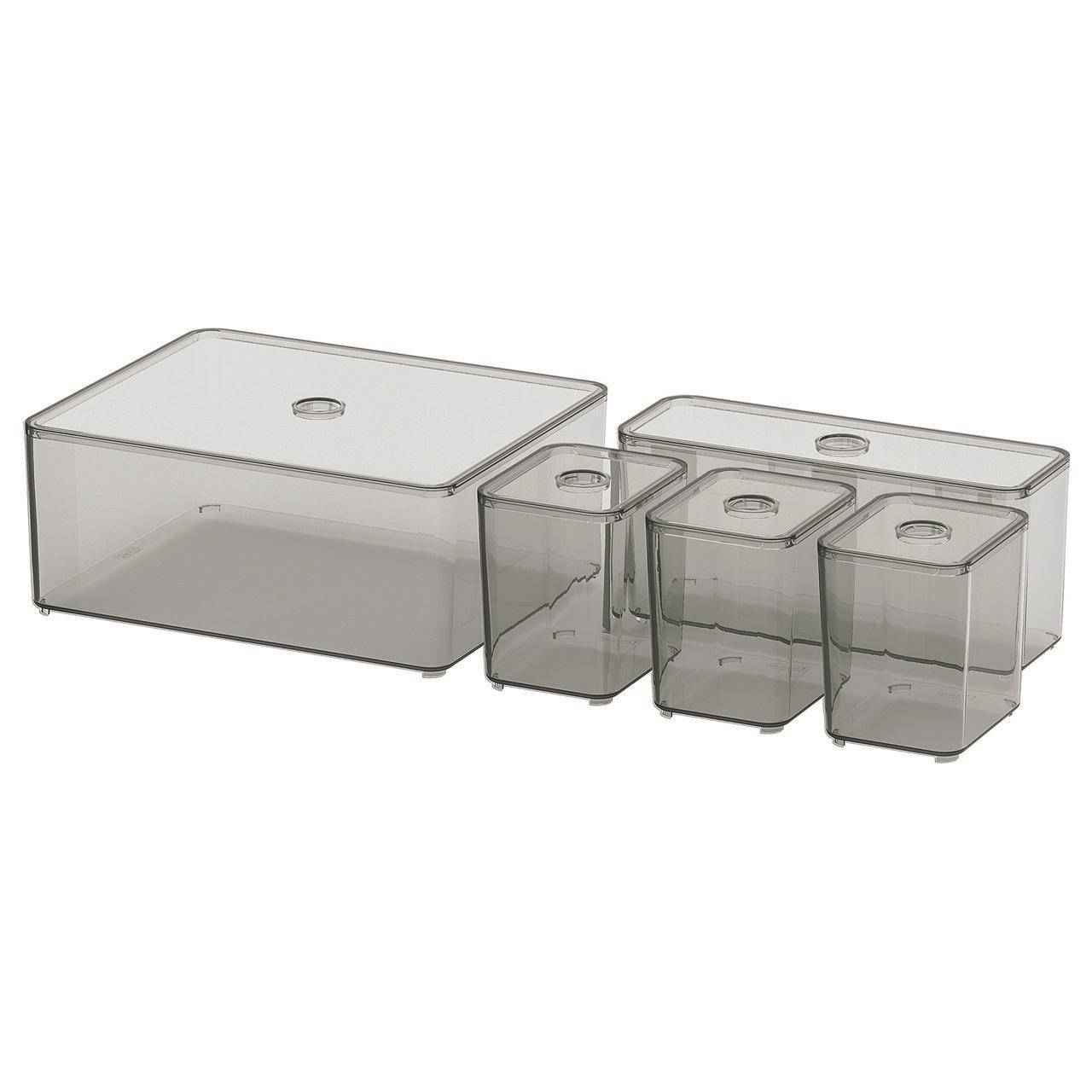 

Контейнеры с крышкой IKEA GODMORGON 24x20x10 см 5 шт 504.002.70, Серый