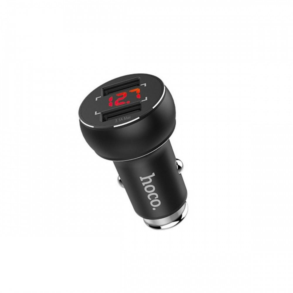 

Автомобильное зарядное устройство и вольтметр 2 USB Hoco Z22 3.1A Black, Черный