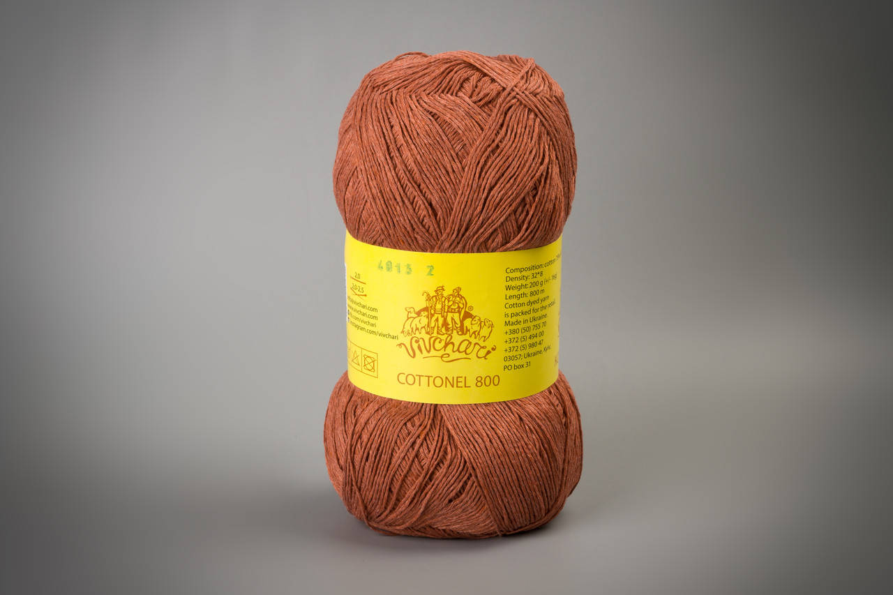 

Пряжа хлопковая Vivchari Cottonel 800, Color No.4013 сухая роза