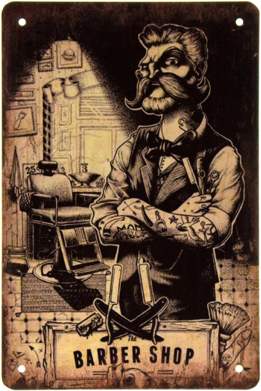 

Металлическая табличка "Барбершоп / Barber Shop (Barbearia)" (ms-002327)