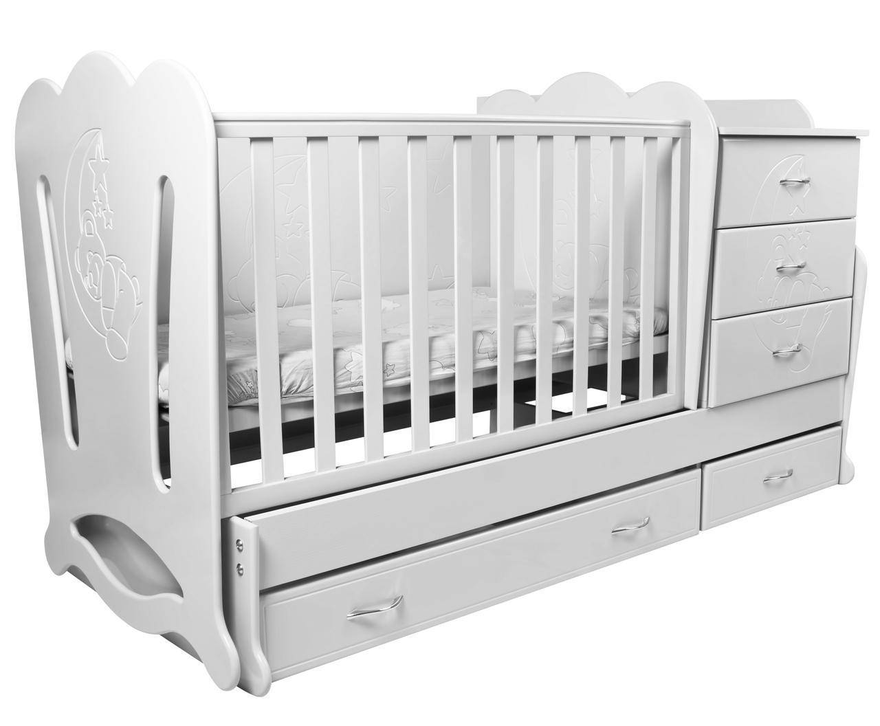 

Детская кроватка-трансформер с комодом 3в1 "Соня" Angel baby, белая (цвет на выбор)