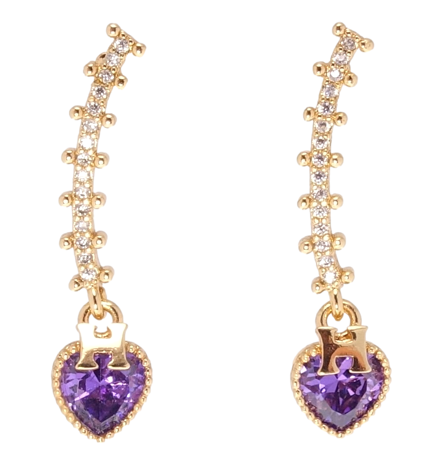 

Серьги Xuping Позолота 18K гвоздики (пусеты) "Инкрустация цирконием и сиреневыми фианитами" узор на одну