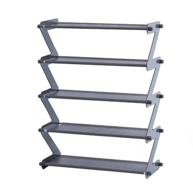 

Полка для обуви органайзер функциональный Стеллаж для обуви Z-образная Стойка для обуви 5 уровней серая, Серый