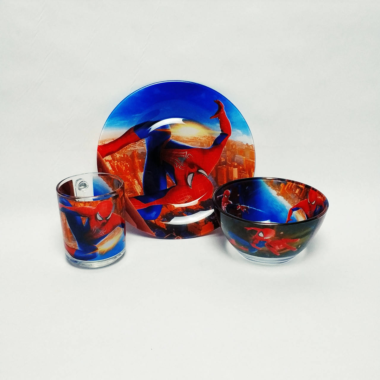 

Детский набор стеклянной посуды для кормления Человек паук (Спайдер мен) 3 предмета Metr+