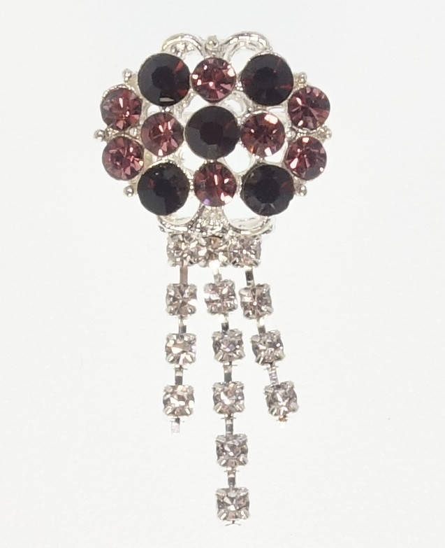 

Брошь "Овал с бордовыми стразами и подвесками"