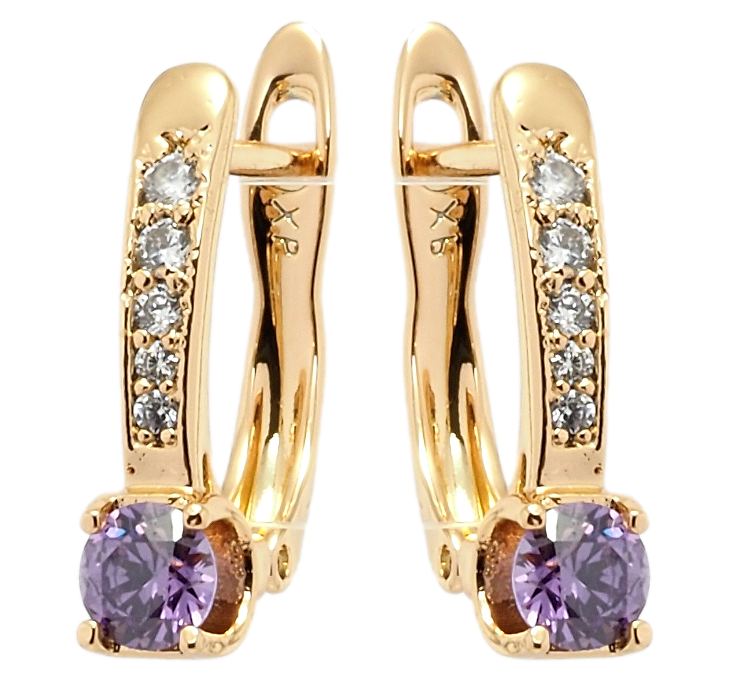 

Серьги XP Позолота 18К английский замок "Дорожка циркония с сиреневым фианитом"