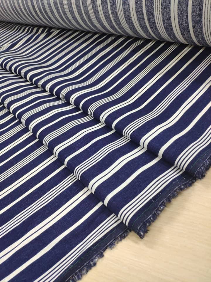 

Лён полоска синяя