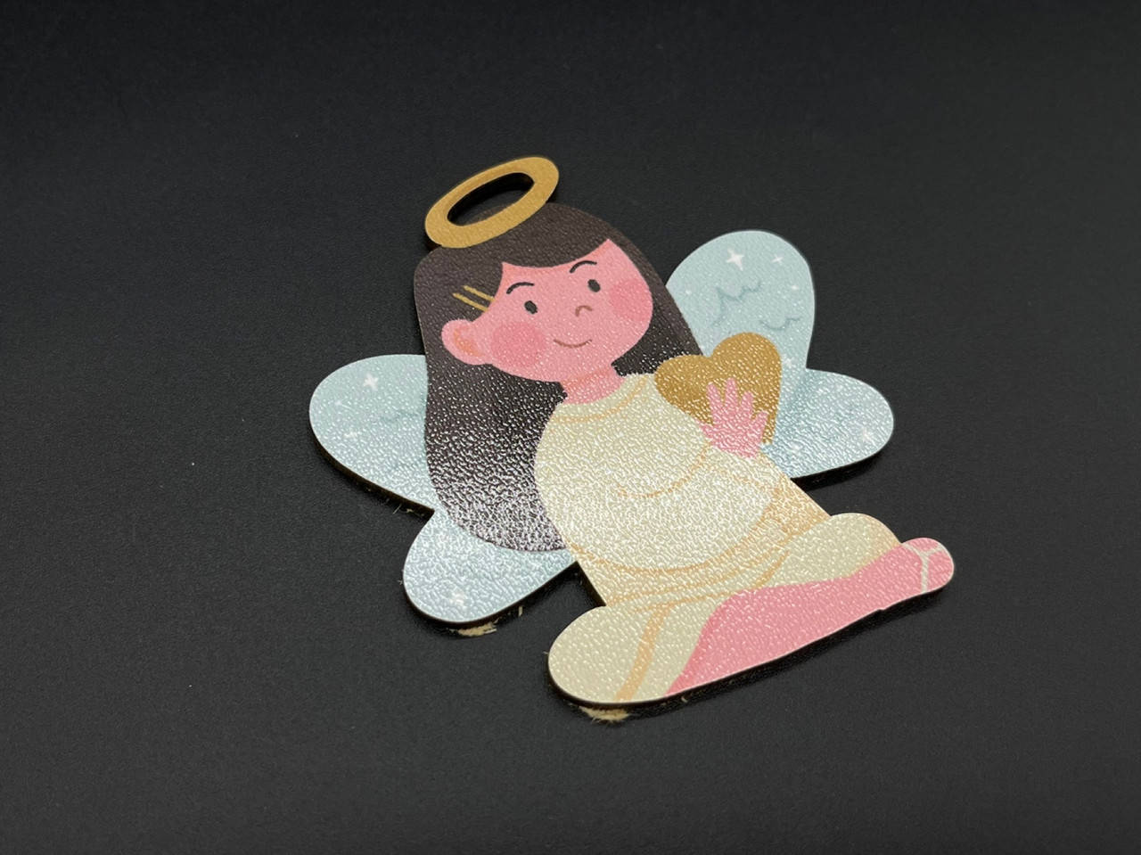 

Деревянная новогодняя игрушка с печатью. 9см