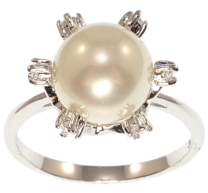 

Кольцо Xuping Родий "Цветок с жемчужиной" р.18.5