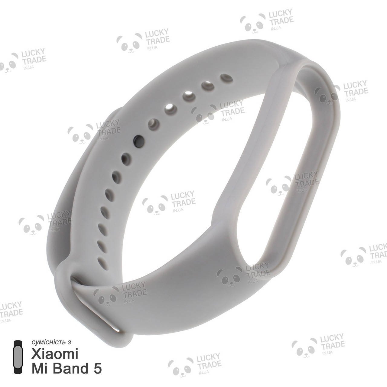 

Ремешок Xiaomi Mi Band 5 силиконовый однотонный браслет Light Светло-серый [2419]