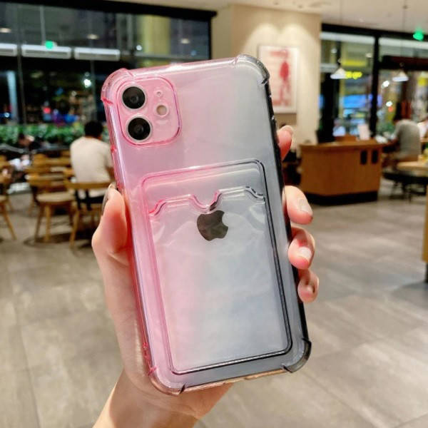 

Силиконовый чехол на iPhone X / XS Прозрачный с градиентом и визитницей