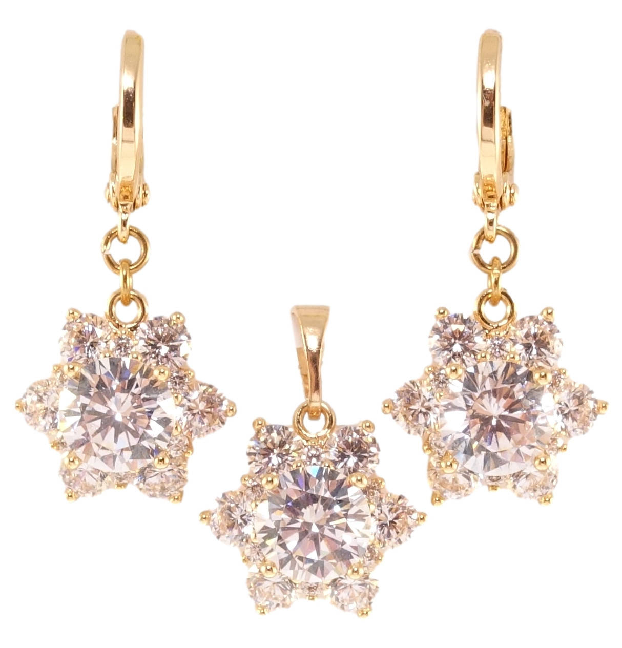 

Набор Xuping M&L желтый оттенок Серьги Кулон "Кристальные звезды"