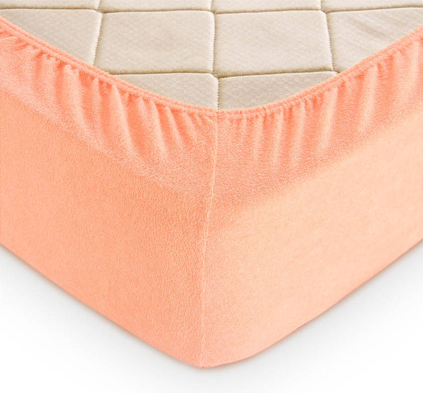 

Простынь на резинке махровая ТМ TAG 160х200х30см Peach Nectar, Персиковый