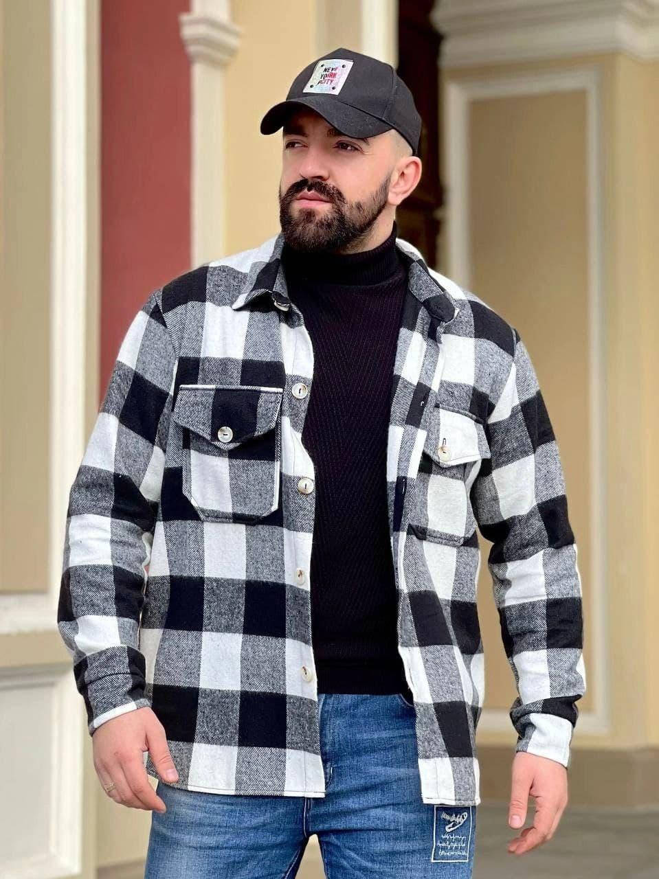 

Мужская теплая рубашка в клетку байка 10279.15.1