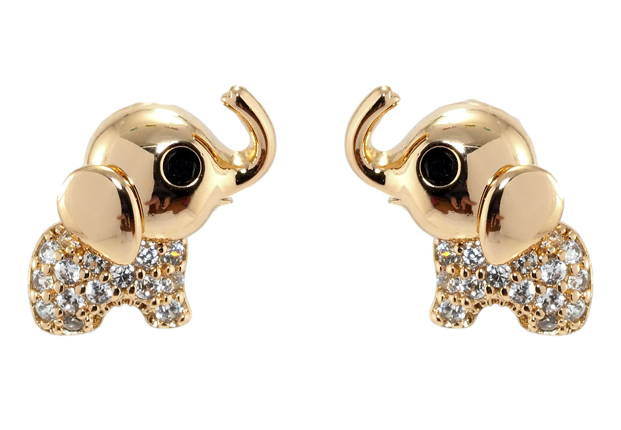 

Серьги детские Xuping Позолота 18K гвоздики (пусеты) "Слоники с цирконием"