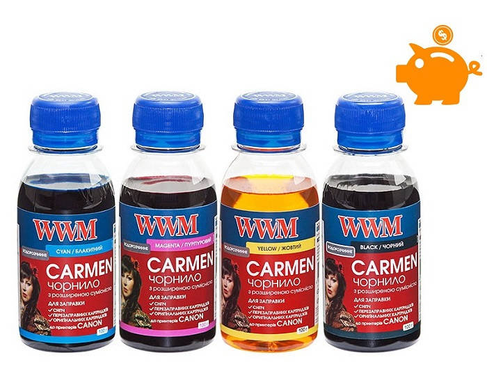 

Комплект чернил WWM CARMEN для Canon (4 х 100г) B/C/M/Y (CARMEN.SET-2) с расширенной совместимостью