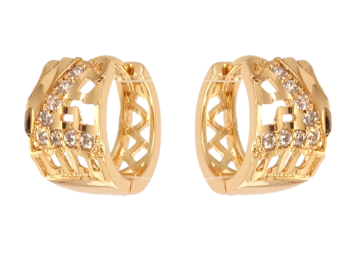 

Серьги Xuping Позолота 18K колечки "Резной орнамент с цирконием"