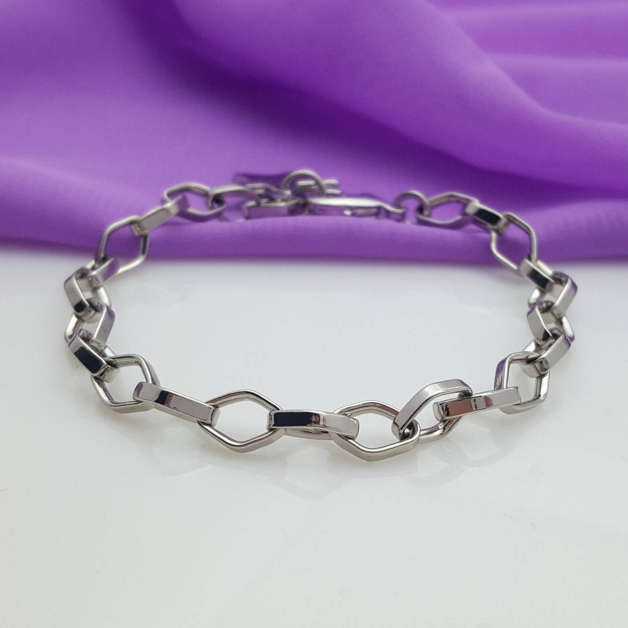 

Браслет медсталь Xuping, Ромбики, р.20,5, родий