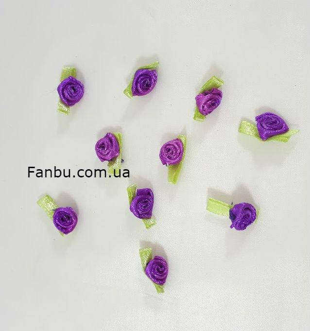 

Мини -тканевая розочка ,фиолетовая 0.8см*1.6см(1 уп.10розочек), Фиолетовый