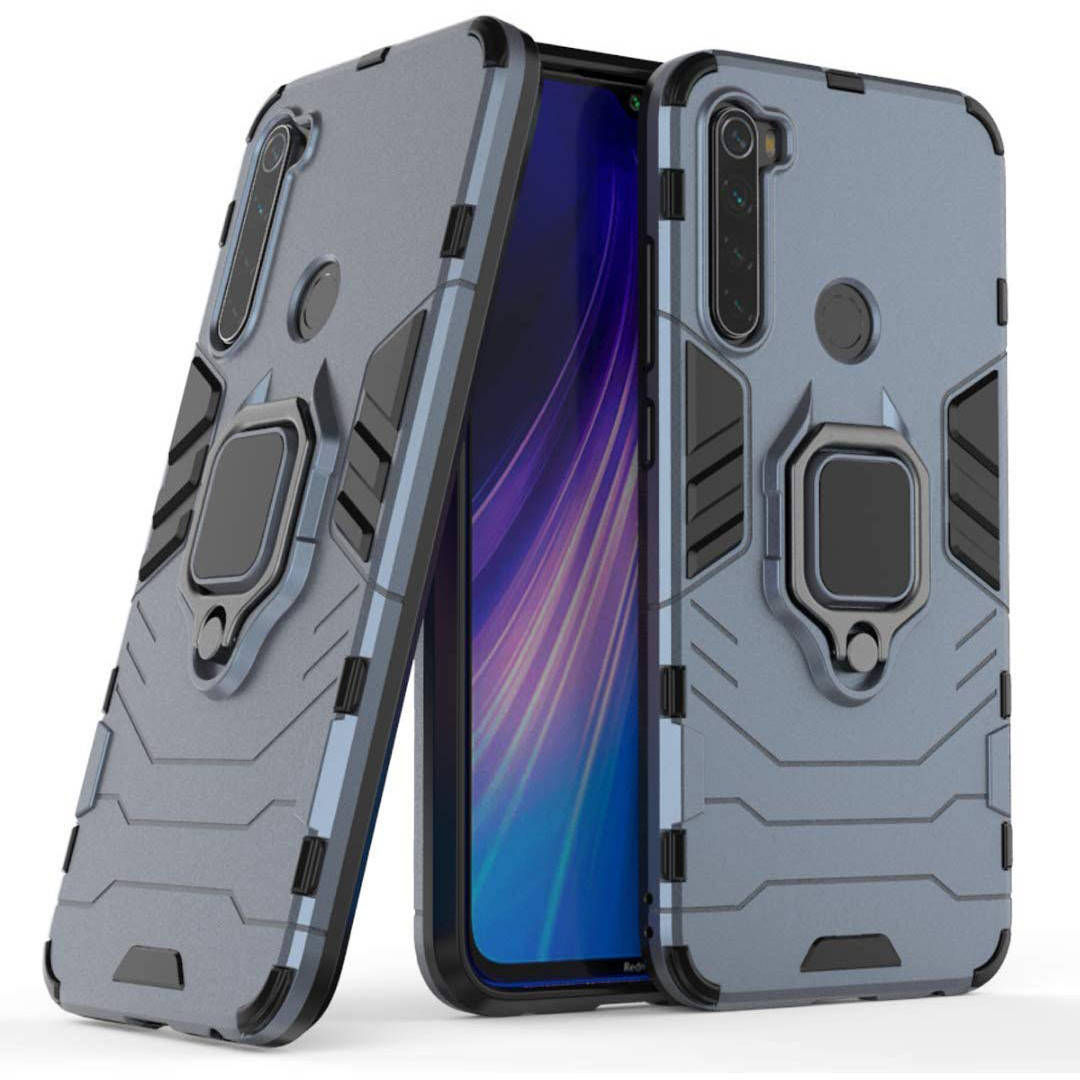 

Ударопрочный чехол Transformer Ring под маг. держ. для Xiaomi Redmi Note 8 - серый