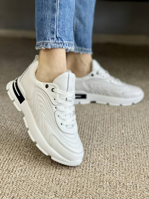 

Женские кроссовки кожаные весна/осень белые Emirro 1027-06 White 36, Белый
