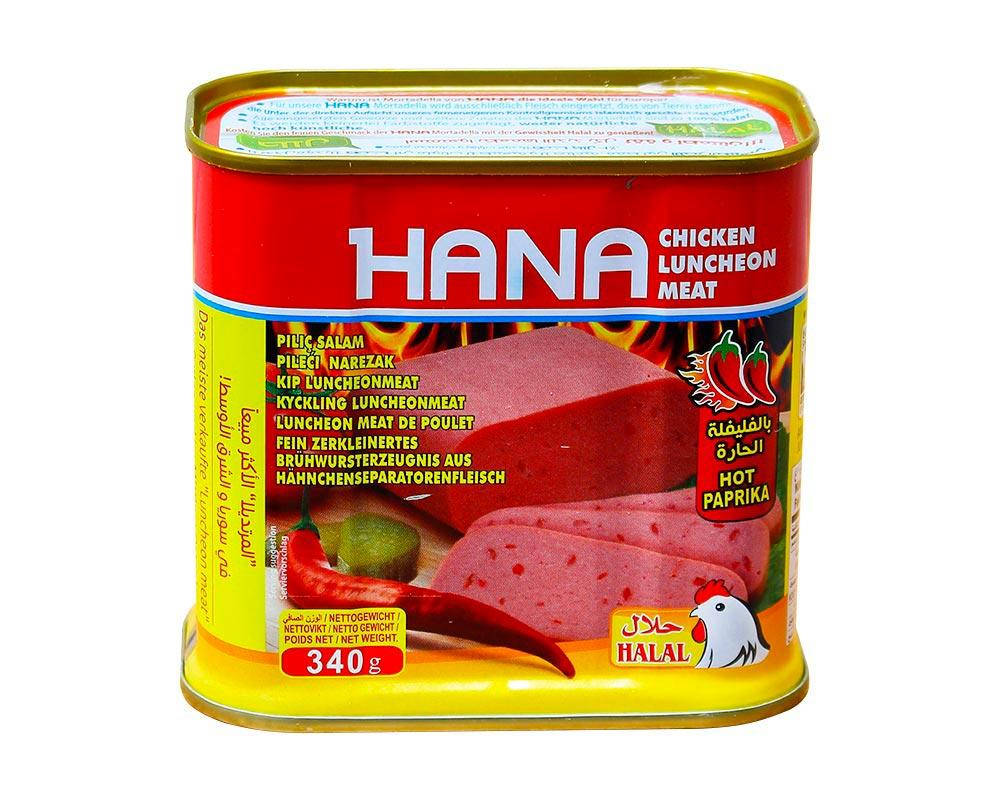 

Консерва Колбаса куриная с острым перцем Hana, 340 г
