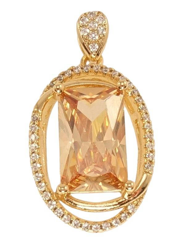 

Кулон Xuping Позолота 18K "Золотистый кристалл в овале с цирконием"
