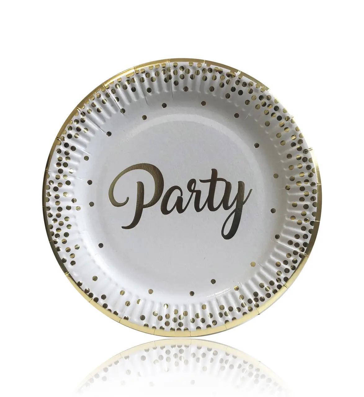 

Тарелки "Party золото / золотой" 18 см. (10 шт) тематические бумажные одноразовые -