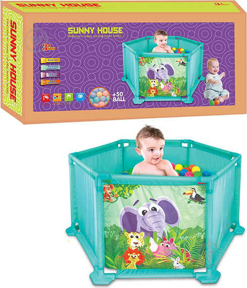 

Манеж детский игровой с мячиками 50 шт Funny house OTG0908708 FS, Бирюзовый
