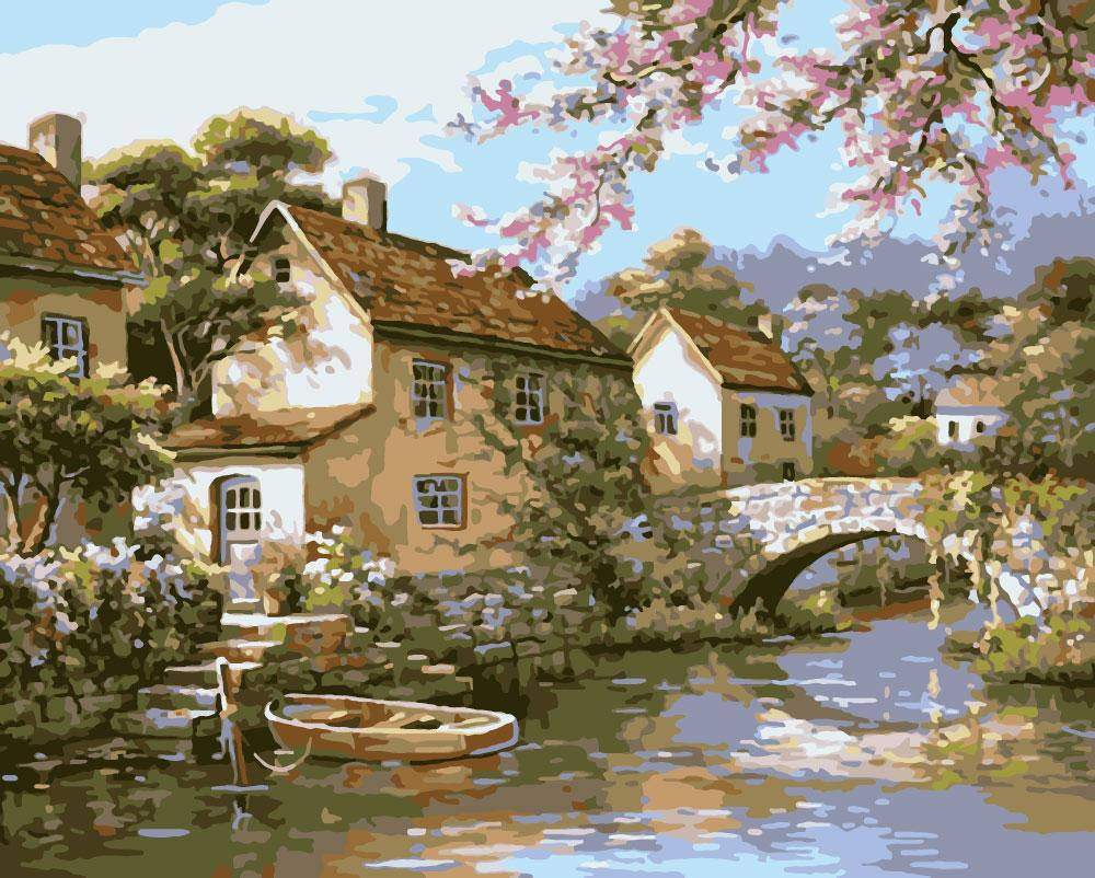 

Картина по номерам Origami Деревня на берегу реки LW 3072 40*50 производство Украина