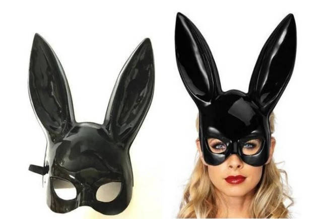 

Милые уши зайца, Маска кролика PlayBoy, черная глянец 38см!