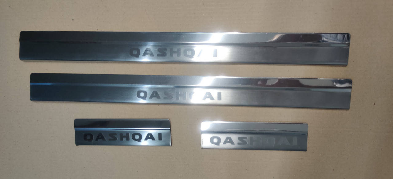 

Накладки на пороги Nissan Qashqai (ниссан кашкай), логотип , нерж.