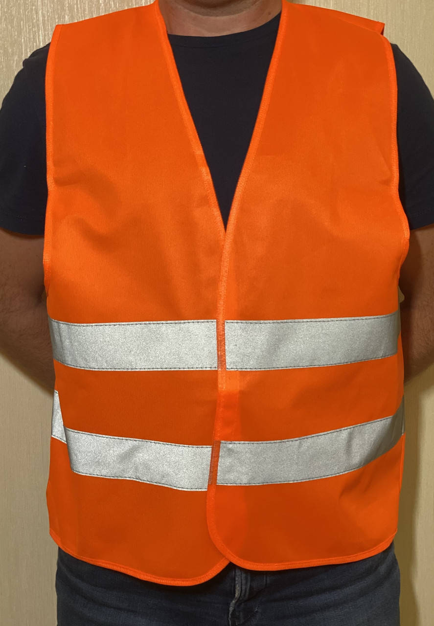 

Жилет сигнальный светоотражающий оранжевый плотный