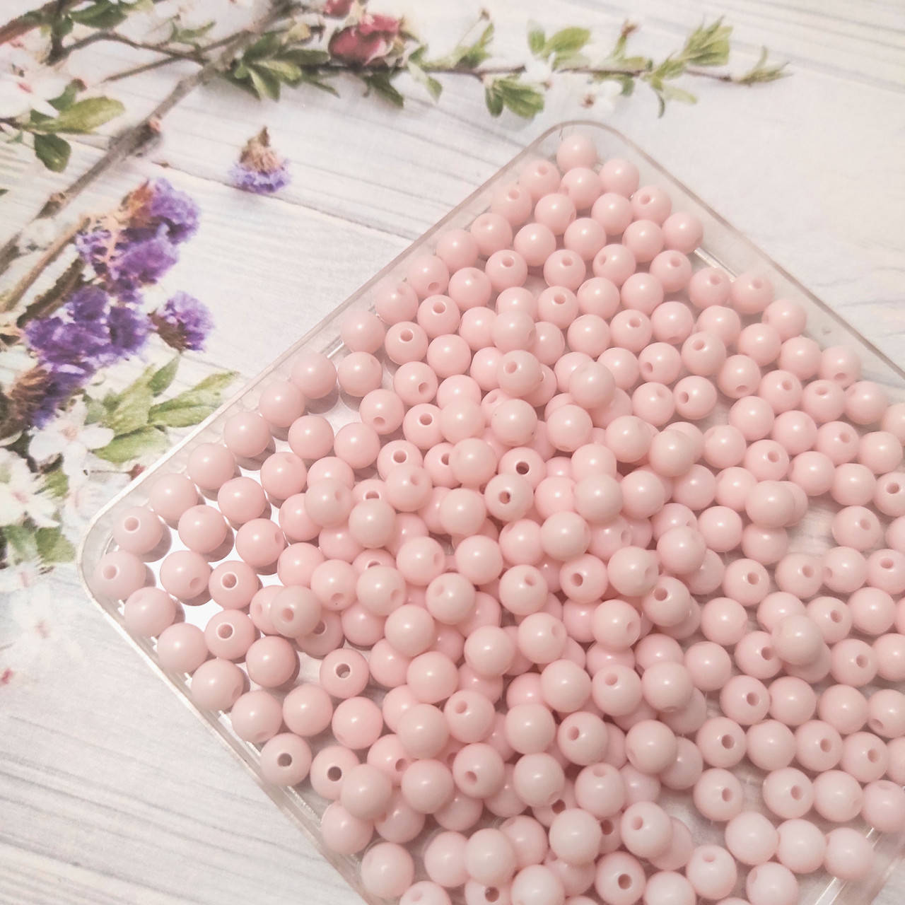 

Бусины 0,6 см 10 грамм нежно розовые, Розовый