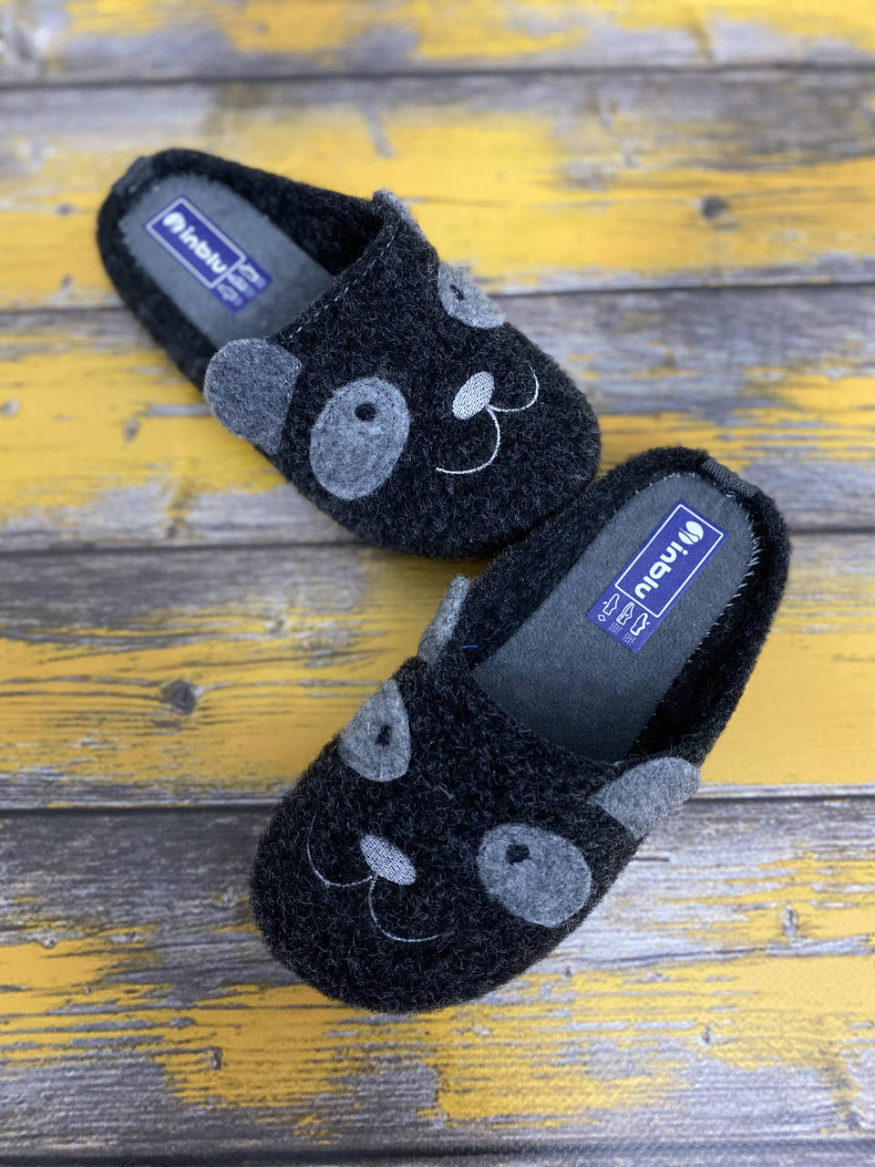 

Домашние детские тапочки Inblu 27,28,29,30 Фетр и литая подошва., Серый