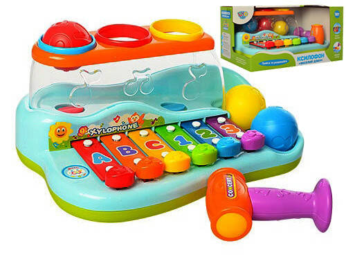 

Развивающий музыкальный центр-игрушка,"Магический ксилофон" 9199, с молоточком и шариками, Разные цвета
