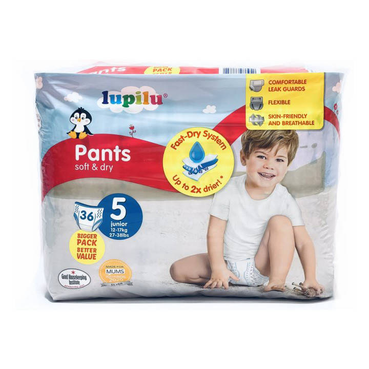 

Підгузники-трусики Lupilu Soft & dry Розмір 5, 12-17 кг, 36 шт