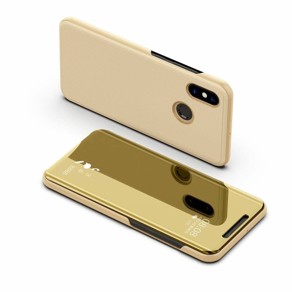 

Чехол Mirror для Xiaomi Redmi Note 5 / Note 5 Pro книжка зеркальный Clear View Gold, Золотой