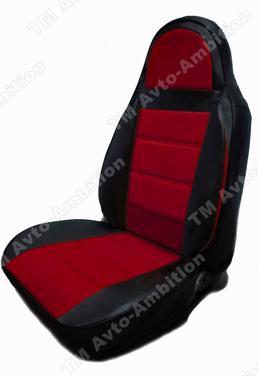 

Чехлы на сиденья Пежо 307 (Peugeot 307) (универсальные, кожзам, пилот) черно-красный