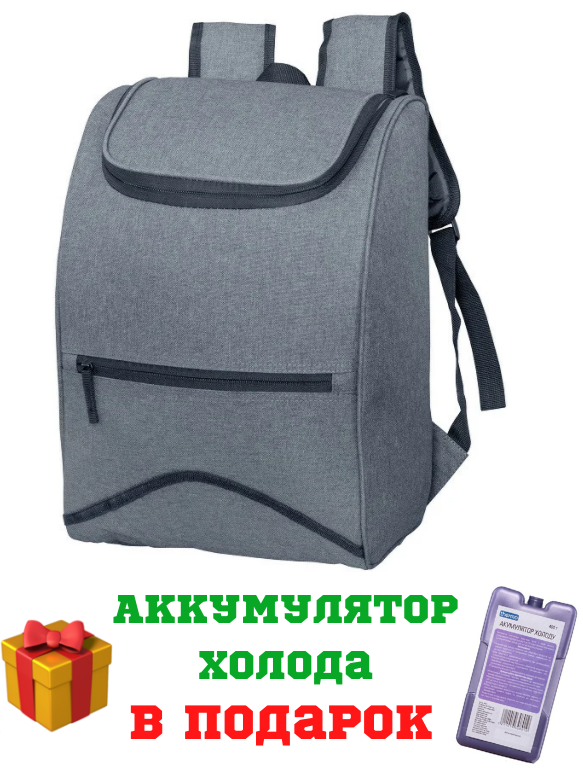 

Терморюкзак 21л сумка холодильник с аккумулятором холода TE-4021, Серый