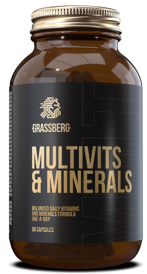

Мультивитамины и минералы, Multivits & Minerals, Grassberg, 90 капсул