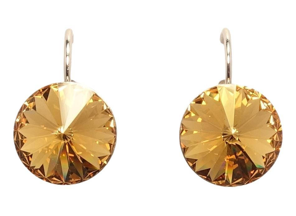 

Серьги Xuping Родий с кр-ми Swarovski французский замок "Кристалл Topaz на дужке" ø 12мм