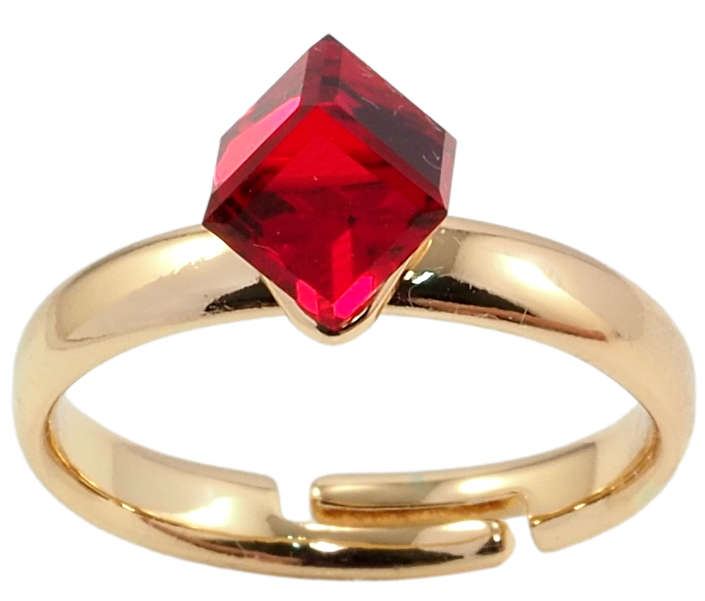 

Кольцо Xuping Позолота 18K с кр-ми Swarovski "Кристальный куб Siam, 6х6мм" р.18-19